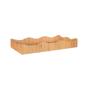Wavey Small Rectangle Scalloped Edge Tray in Rattan