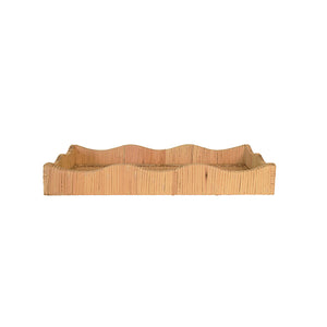 Wavey Small Rectangle Scalloped Edge Tray in Rattan