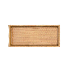 Wavey Small Rectangle Scalloped Edge Tray in Rattan