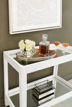 Rockwell Bar Cart in White Washed Oak