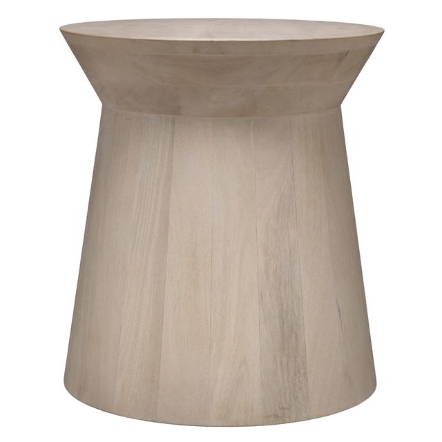 Porcini Wood Side Table, Off-White