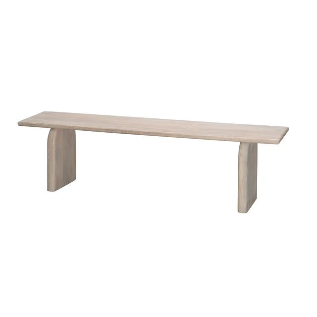 Arc Mango Wood Bench, Off-White