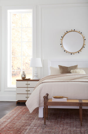 3-Drawer Side Table, Sand White, Sesame Finish Oak Veneer | Tristan Collection | Villa & House