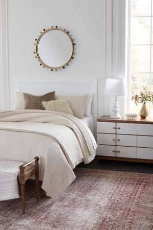 6-Drawer Side Table, Sand White, Sesame Finish Oak Veneer | Tristan Collection | Villa & House