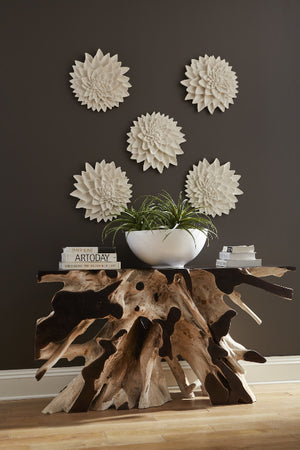 Dahlia Flower Wall Art, White Stone