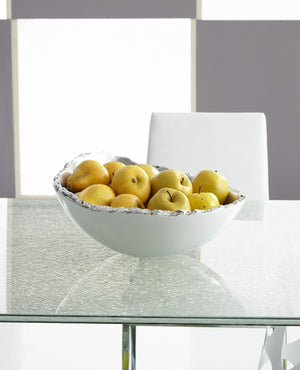 Broken Egg Bowl, White and Silver Leaf