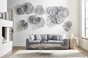 Flower Wall Art, Small, Gray, Metal