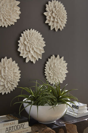Dahlia Flower Wall Art, White Stone