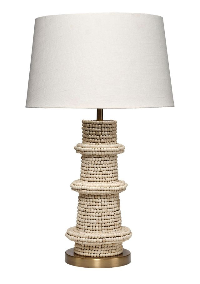 Rowan Table Lamp in Cream Wood Beads