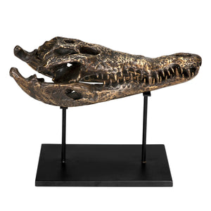 Brass Alligator On Stand, Large