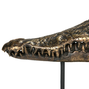 Brass Alligator On Stand, Large