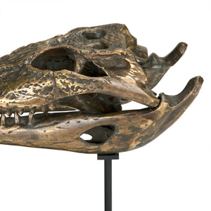 Brass Alligator On Stand, Medium