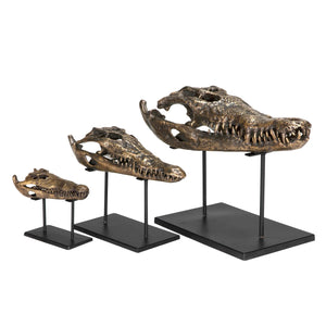 Brass Alligator On Stand, Medium