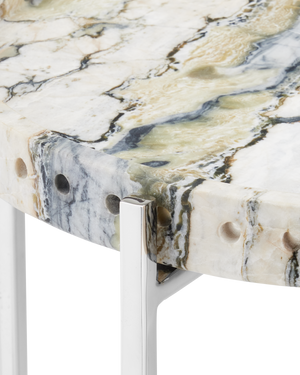 Freya Floral Jade Marble Accent Table