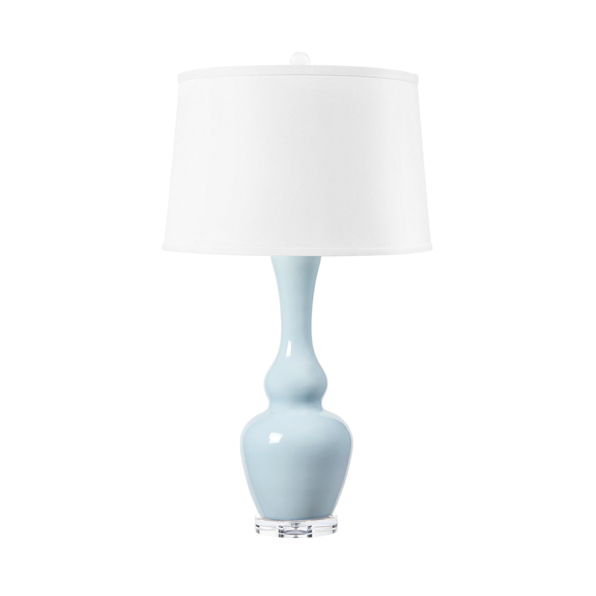 Ansonia Lamp with Shade 17-inch White Linen, with Nickel, Sky Breeze | Ansonia Collection | Villa & House