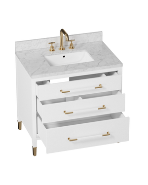 Verona 36" White Vanity with Rectangular Undermount Sink