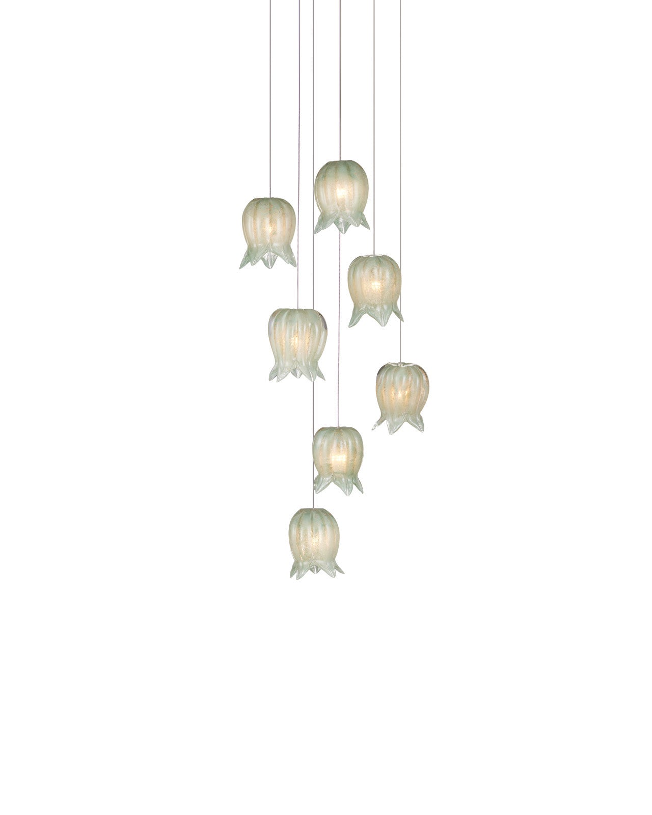 Polpo Green 7-Light Round Multi-Drop Pendant