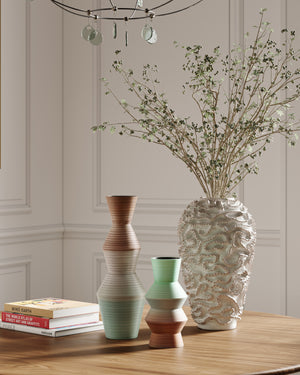 Happy 80's Brown & Pale Blue Vase Set of 2