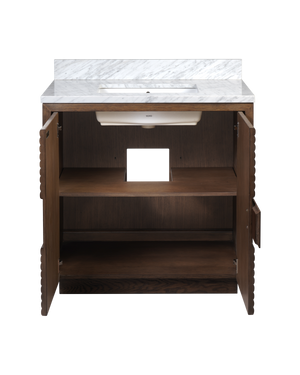Morombe 36" Cocoa Marble Vanity with Rectangular Undermount Sink