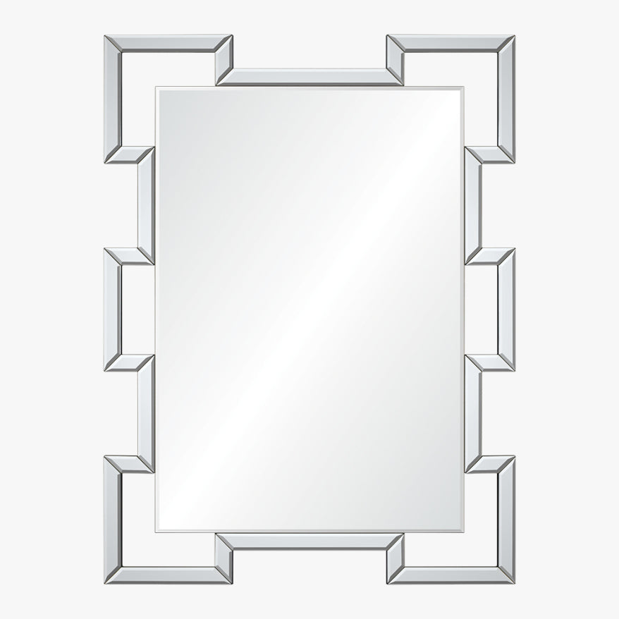 Greek Key Framed Silver Mirror