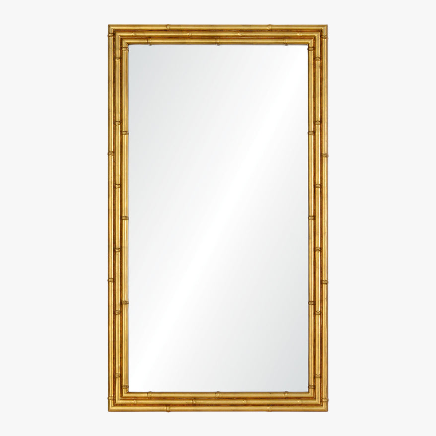 Distressed Bamboo Inspired Gold Leaf Mirror