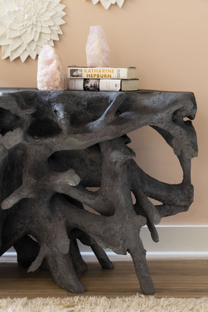 Beau Cast Root Console Table, Charcoal Stone