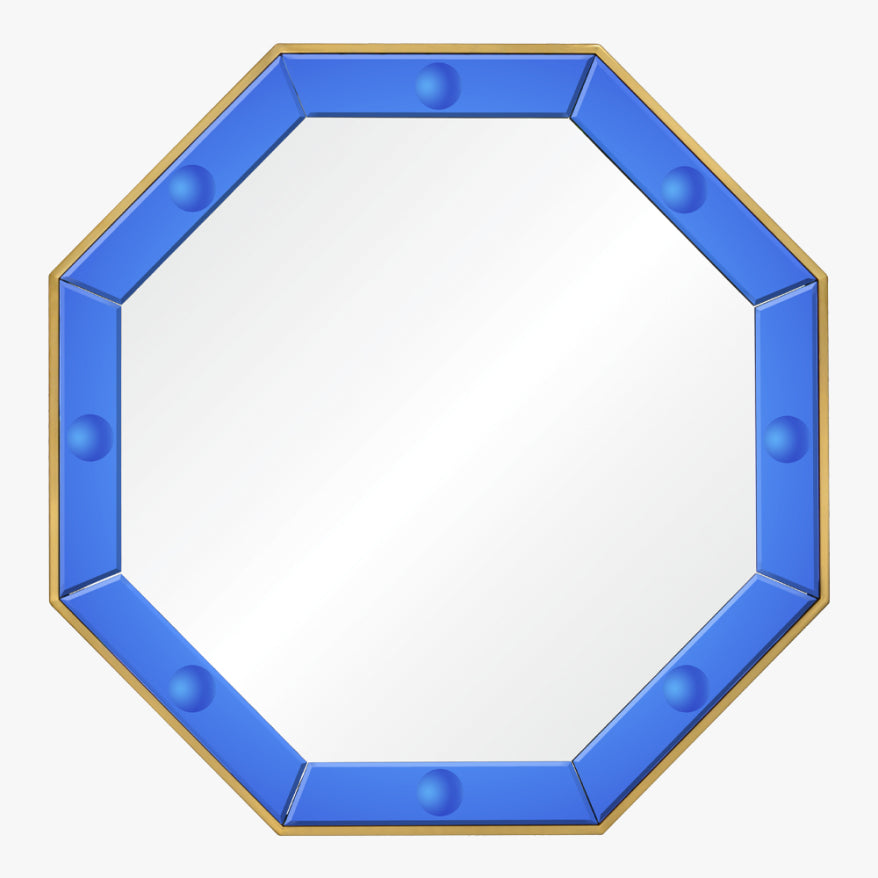 Octagonal Blue Mirror & Brushed Brass Mirror