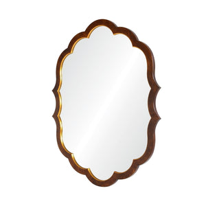 Burl Wood and Distressed Gold Leaf Mirror