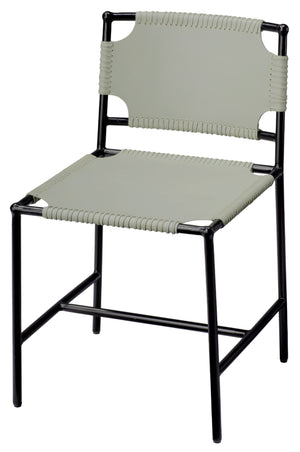 Asher Dining Chair - Dove Grey Leather  & Black Metal