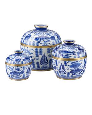Blue & White Rice Tureen Set of 3