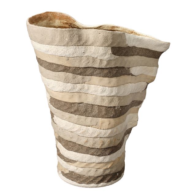 Textile Porcelain Tall Vase, Brown