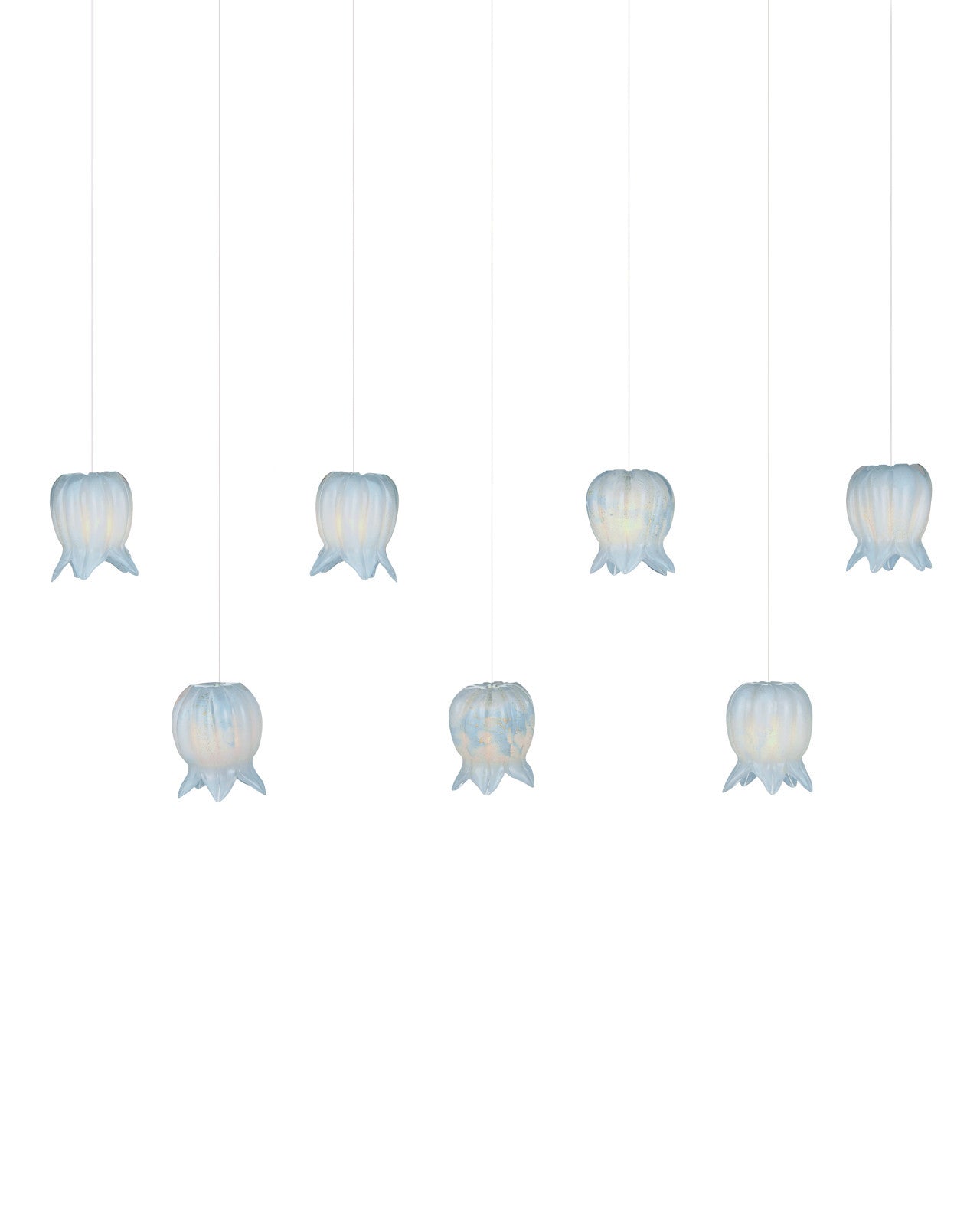 Polpo Blue 7-Light Linear Multi-Drop Pendant