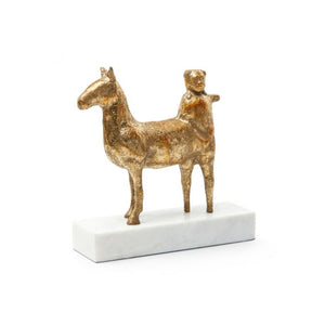 Centaur Statue, Gold Leaf & White Marble Base | Centaur Collection | Villa & House