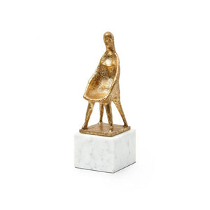 Chira Statue, Gold Leaf & White Marble Base | Chira Collection | Villa & House