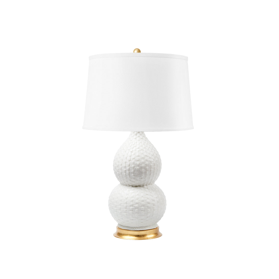 Charlotte Lamp with Shade 16-inch White Linen, with Gold | Charlotte Collection | Villa & House