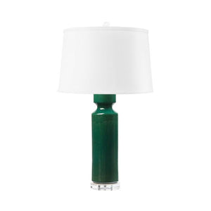 Corinth Lamp with Shade 17-inch White Linen, with Nickel, Emerald Green | Corinth Collection | Villa & House