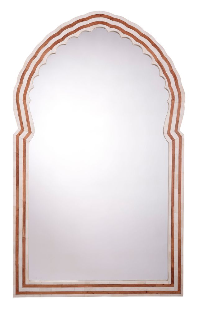 Bardot 60" Wood & Buffalo Bone Arch Mirror