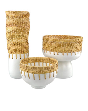 Kyoto Rattan & White Vase
