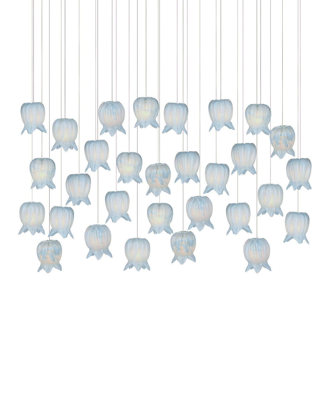 Polpo Blue 30-Light Linear Multi-Drop Pendant