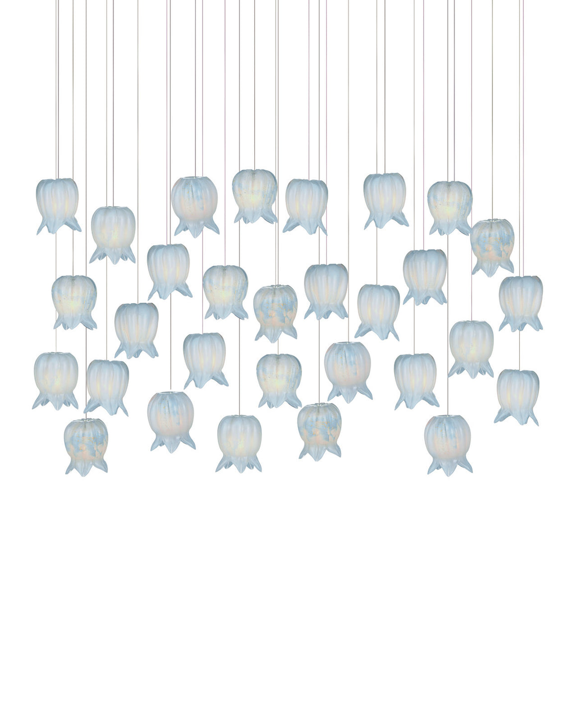 Polpo Blue 30-Light Linear Multi-Drop Pendant