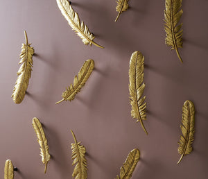 Feathers Wall Art, Small, Gold Leaf, Set of 2