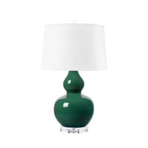 Devon Lamp with Shade 17-inch White Linen, with Nickel, Forrest Canopy | Devon Collection | Villa & House
