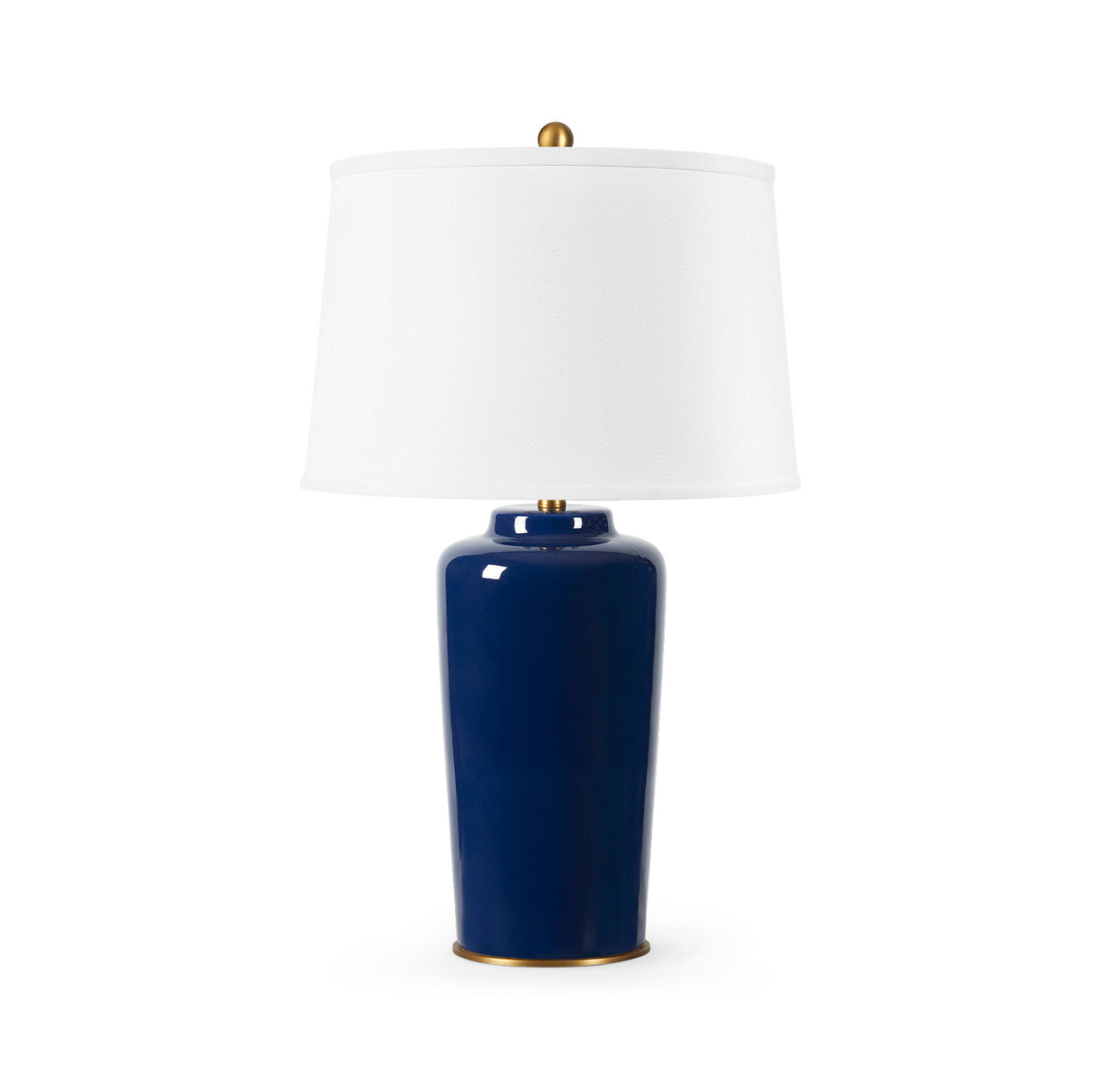 Draper Lamp with Shade 17-inch White Linen, with Gold, Nocturne Blue | Draper Collection | Villa & House