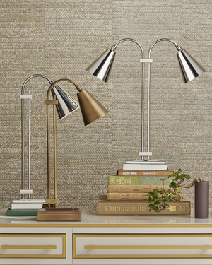 Symmetry Nickel Double Desk Lamp