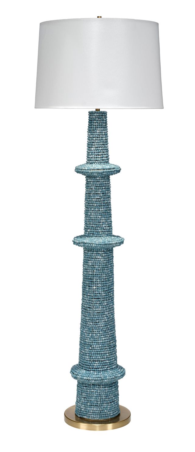 Rowan Floor Lamp in Blue Wood Beads