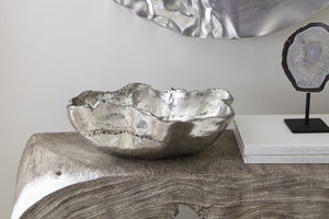 Cast Onyx Bowl, Silver Leaf, Small