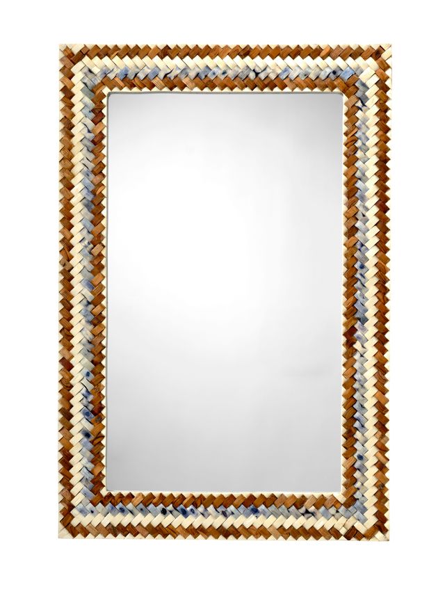 Interwoven Wood & Buffalo Bone Rectangle Mirror