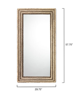 Evergreen Rectangle Mirror in Natural Braided Seagrass