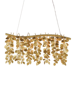 Golden Eucalyptus Rectangular Chandelier