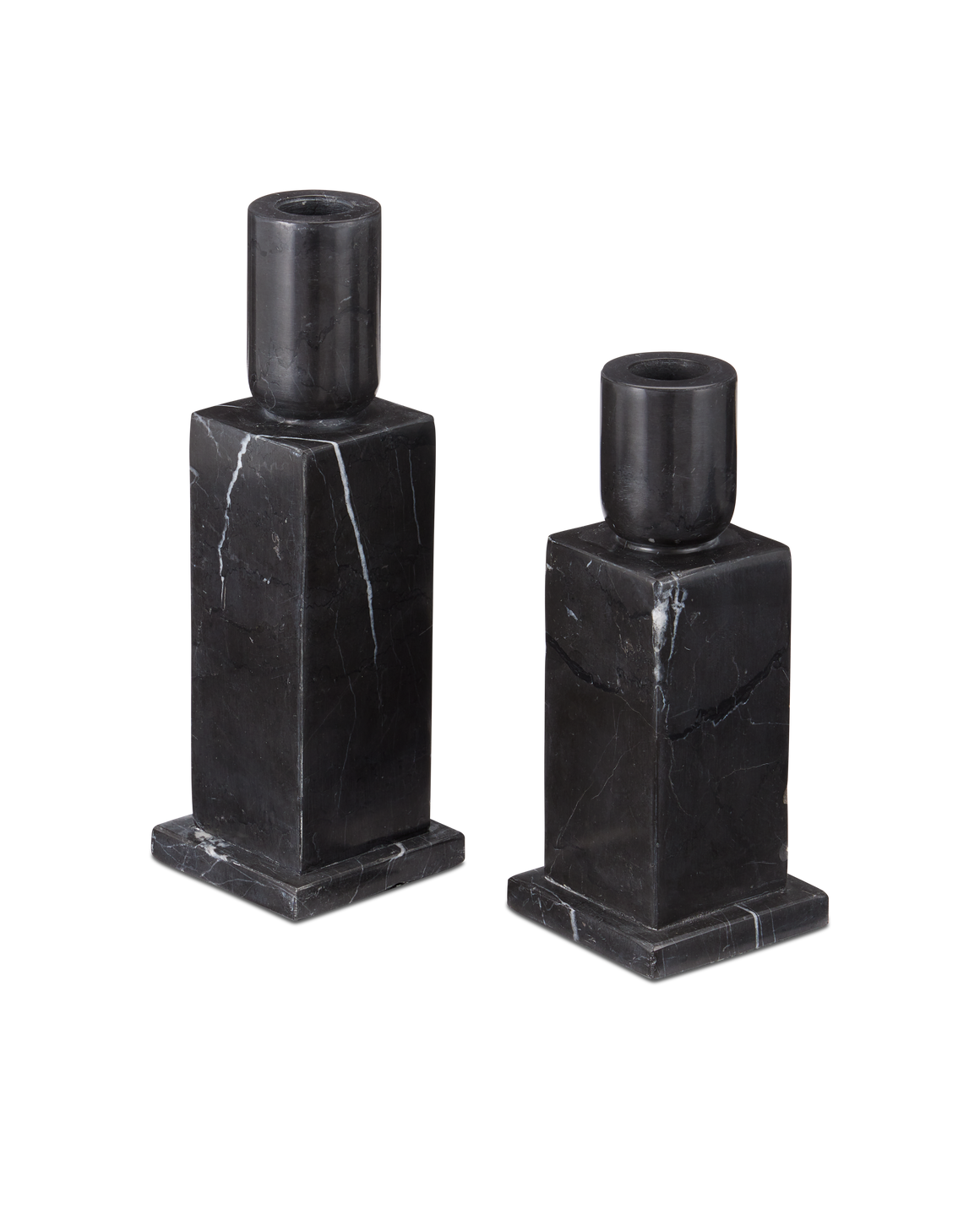 Lithos Black Candle Holder Set of 2